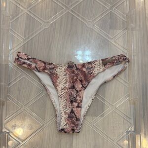 Snake Print Bikini Bottoms in Blush and Cream